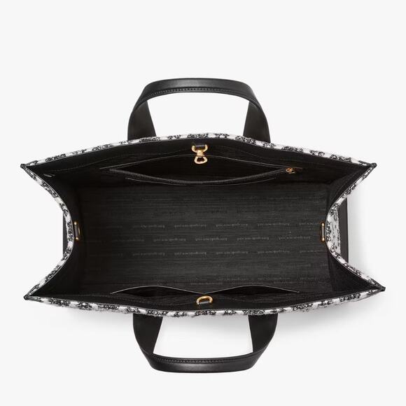 NWT💃Kate Spade Manhattan Spade Flower Monogram Tweed Large Tote Purse - Picture 4 of 12